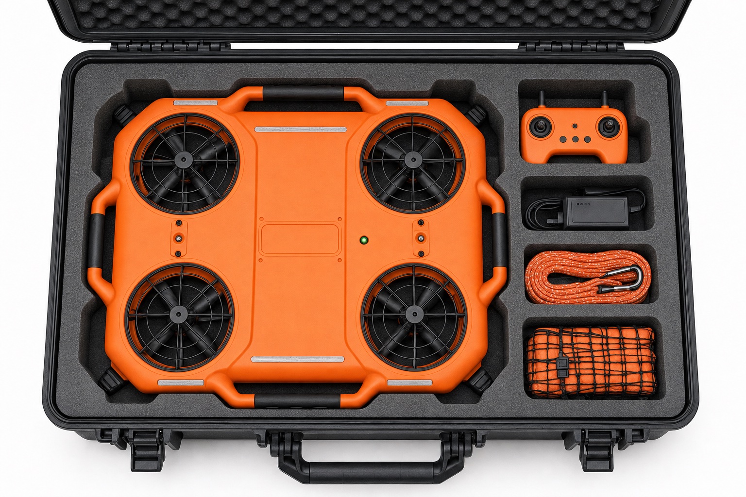 XHX-FXJST01 rescue craft in foam-lined hard-shell transport case with all accessories