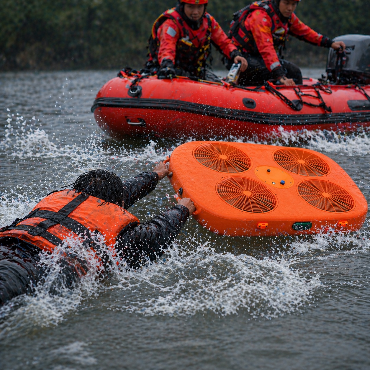 Craft towing a person to safety